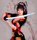 Samurai girl with sword