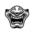 Samurai half mask vector illustration in monochrome style isolated on white