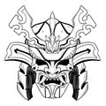 Samurai head illustration digital drawing design art line Royalty Free Stock Photo