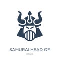 samurai head of japan icon in trendy design style. samurai head of japan icon isolated on white background. samurai head of japan