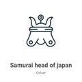 Samurai head of japan outline vector icon. Thin line black samurai head of japan icon, flat vector simple element illustration Royalty Free Stock Photo