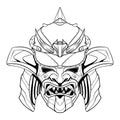 Samurai head illustration digital drawing design art line Royalty Free Stock Photo