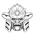 Samurai head illustration digital drawing design art line Royalty Free Stock Photo