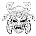 Samurai head illustration digital drawing design art line Royalty Free Stock Photo