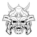 Samurai head illustration digital drawing design art line Royalty Free Stock Photo