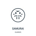 samurai icon vector from classics collection. Thin line samurai outline icon vector illustration. Linear symbol