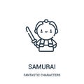 samurai icon vector from fantastic characters collection. Thin line samurai outline icon vector illustration