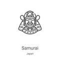 samurai icon vector from japan collection. Thin line samurai outline icon vector illustration. Linear symbol for use on web and