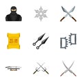 Samurai icons set, flat style