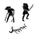 Samurai icons warriors japan vector illustration