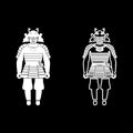 Samurai Japan warrior icon set white color illustration flat style simple image