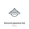 Samurai japanese hat outline vector icon. Thin line black samurai japanese hat icon, flat vector simple element illustration from Royalty Free Stock Photo