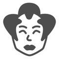Samurai, Japanese man face, chonmage haircut solid icon, asian culture concept, head vector sign on white background