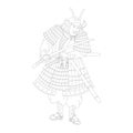 Samurai, Japanese warrior adult coloring page Royalty Free Stock Photo
