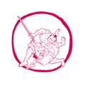 Samurai Jui Jitsu Fighting Enso Drawing