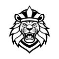 Samurai Lion Head vector line art illustration Royalty Free Stock Photo