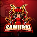 Samurai mascot esport logo design Royalty Free Stock Photo