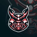 Samurai mascot logo design vector with modern illustration concept style for badge, emblem and t shirt printing. samurai head