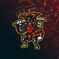 Samurai mascot logo design vector with modern illustration concept style for badge, emblem and tshirt printing. mongky samurai Royalty Free Stock Photo