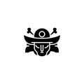 Samurai mask black icon concept. Samurai mask flat vector symbol, sign, illustration. Royalty Free Stock Photo