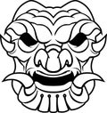 Samurai Mask Line Art