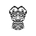 Samurai mask. Traditional totem symbol. Black tattoo in samoan style.