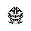 Samurai mask. Traditional totem symbol. Black tattoo in samoan style.