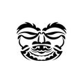 Samurai mask. Traditional totem symbol. Black tattoo in samoan style.