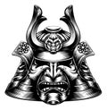 Samurai Mask Woodcut Style Royalty Free Stock Photo