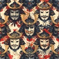 Samurai Masks and Armor Pattern Royalty Free Stock Photo