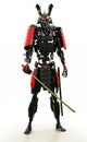 Samurai mechanized cyborg warrior on a white background.