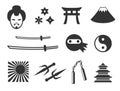 Samurai and ninja icons Royalty Free Stock Photo