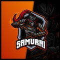 Samurai Ninja Monster mascot esport logo design illustrations vector template, Devil Ninja logo for team game streamer banner Royalty Free Stock Photo