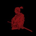 Samurai ready to fight action cartoon graphic vector. Royalty Free Stock Photo