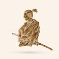 Samurai ready to fight action graphic vector. Royalty Free Stock Photo