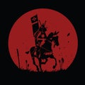 Samurai riding a horse silhouette vector illustration