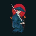 samurai ronin illustration for t shirt design and print