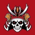 Samurai skull illustration logo vector