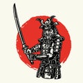 Samurai soldier in metal armor
