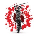 Samurai standing with sword katana, Ready to fight Royalty Free Stock Photo