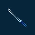 Samurai Sword - Japanese Katana outline vector colored icon Royalty Free Stock Photo