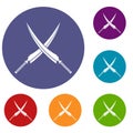 Samurai swords icons set