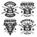 Samurai vector monochrome emblems or shirt prints