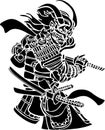 Samurai Vector Stencil, Black and White