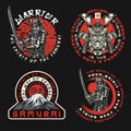 Samurai vintage labels set