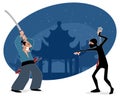 Samurai vs ninja Royalty Free Stock Photo