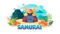 Samurai Warrior with Japanese Cultural Elements, Vector Art, vector design Generative AI Royalty Free Stock Photo