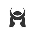 Samurai warrior logo design, ronin helmet icon illustration - Vector