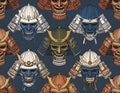 Samurai Warrior Masks Pattern Royalty Free Stock Photo