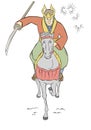 Samurai warrior riding horse attacking